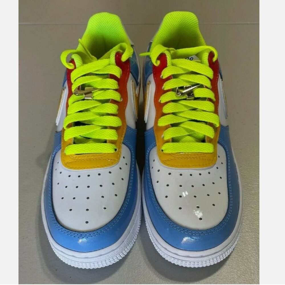 CUSTOM Nike Air Force 1 Low ID Patent Leather Blue White Gradient Sunset
